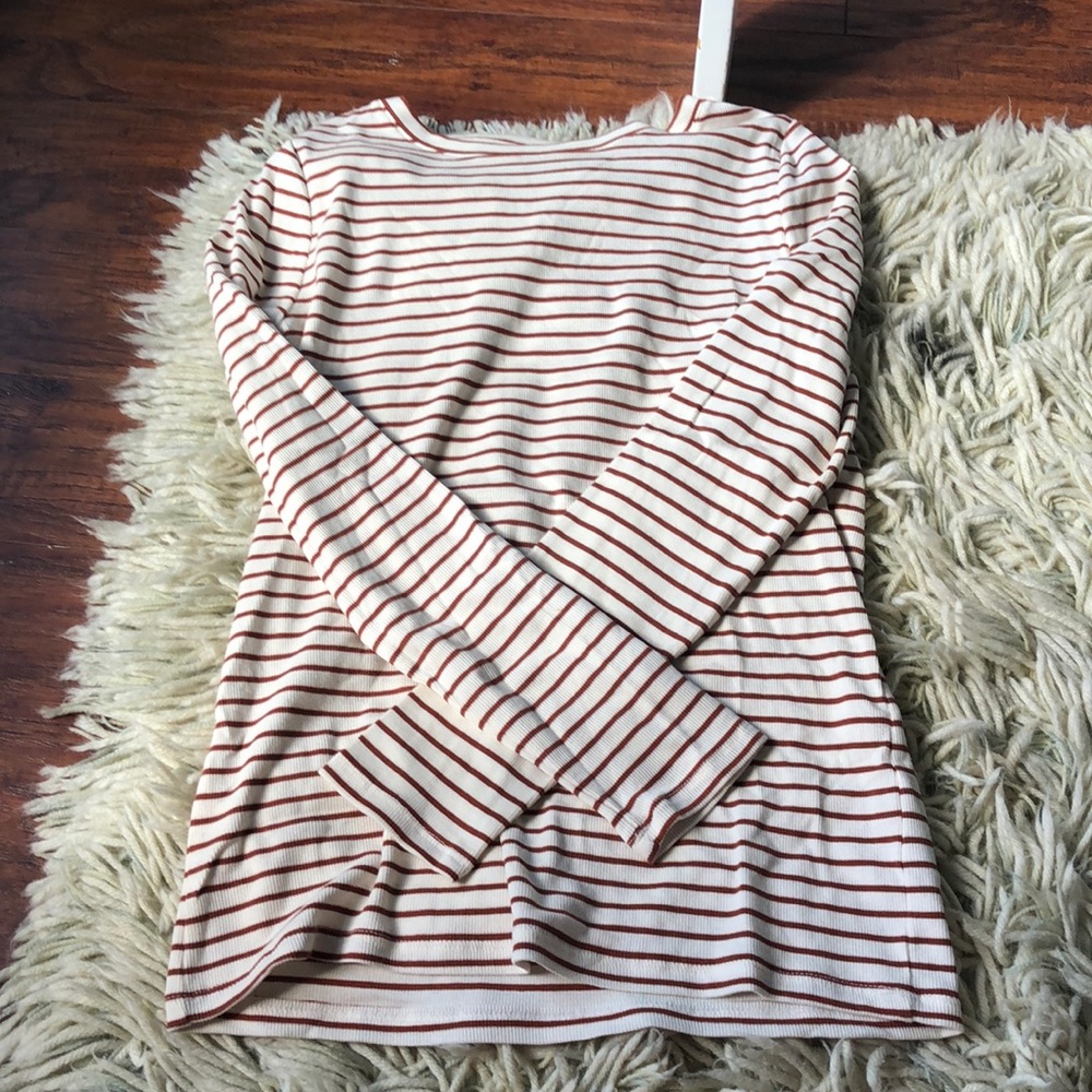 time and tru brown striped long sleeve